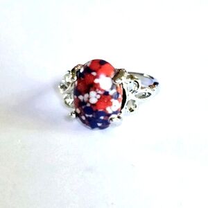 EUROPEAN STYLE MILLEFIORE MURANO STYLE POLISHED CABECHON NEW SIZE  7 RING